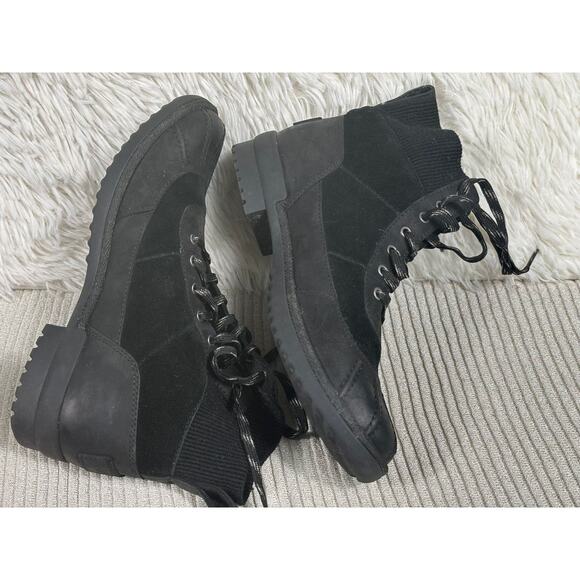 UGG Cayli Womens Sz 7 Waterproof Leather Suede Lace Up Black Mini Boots #1095160 - Picture 3 of 9